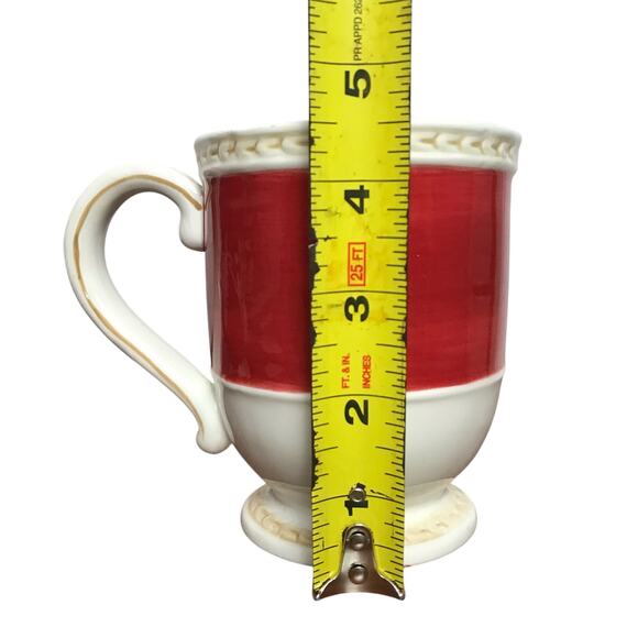 Fitz and Floyd Set of 2 Town & Country Red and White Ceramic Coffee Mugs - Picture 10 of 10